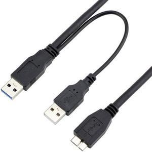 Jimier Dual USB3.0 A Male to Micro USB 3.0 Y cable with Extra Power for Mobile HDD U3-029-0.5M