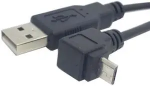 Jimier Up Angled 90 Degree Micro USB Male to USB Data Cable U2-204-0.3M