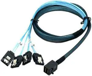 Jimier Internal Mini SAS SFF-8643 Host to 4 SATA 7pin Target Hard Disk 6Gbps Data Server Raid Cable 1m SF-074-1.0M