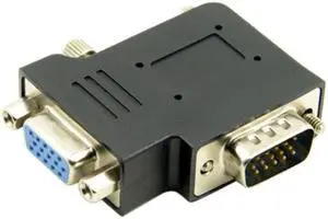 Jimier Vertical Flat Right Angled 90 Degree VGA SVGA Male To Female extension Adapter BK DB-002-RI