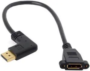 Jimier DisplayPort Display Port Male to Female 90 Degree Left Down Angled Extension Cable DP-015-LE