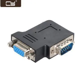 CY Vertical Flat Right Angled 90 Degree VGA SVGA Male To Female extension Adapter BK DB-002-RI