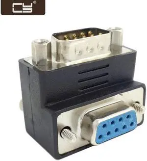 CY D-Sub RS232 9Pin Male to Female Down Angled 90 Degree Extension Adapter DB-016-DN