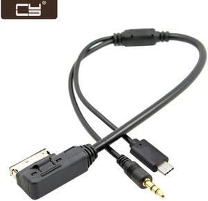 CY Media In AMI MDI to Stereo 3.5mm o & USB-C Aux Adapter Cable For Car   2014 A4 A6 Q5 Q7 CA-096