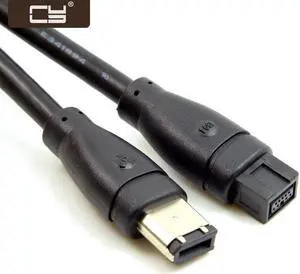 CY 9 PIN / 6 PIN BETA FireWire 800 - FireWire 400 9-6 Cable IEEE 1394B 1.8m Black FW-018 CA-018-1.8M