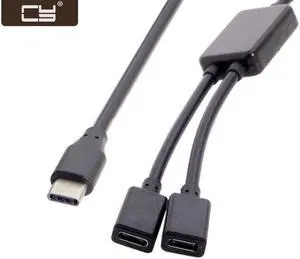 CY Type-C to Dual Ports USB-C Female Hub Cable For Laptop PC & Mouse & Flash Disk UC-127
