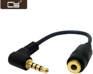 CY 90 degree right angled 3.5mm 4 poles Audio Stereo Male to Female Extension Cable 10cm Black RC-003