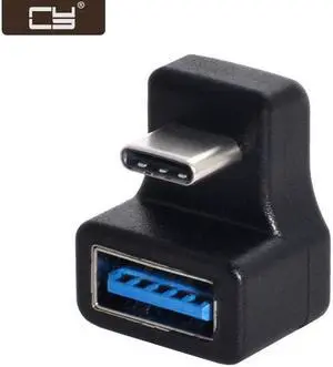 CY 180 Degree Up & Down Angled Type-C USB-C OTG to USB 5.0 Female Extension Adapter for Cell Phone & Tablet UC-338