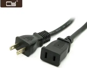 CY USA Outlet Saver Power Extension Cord Cable 2-prong 2 Outlets  for NEMA 1-15P to NEMA 1-15R 50cm PW-122-0.5M
