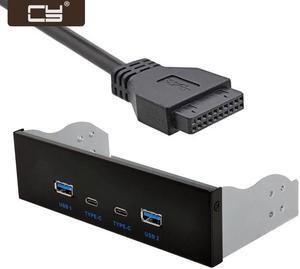 CY USB-C & USB 3.0 HUB 4 Ports Front Panel to Motherboard 20Pin Connector Cable for 5.25" CD-ROM Bay U3-111