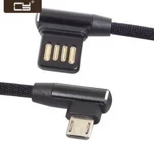 CY Micro USB 5Pin to Left Right Angled 90 Degree USB 2.0 Data Cable with Sleeve for Tablet & Phone 15cm U2-114