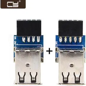 CY 2pcs 9Pin/10Pin Motherboard Female Header to Dual USB 2.0 Female Adapter Vertical Type U2-029