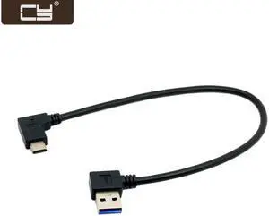 CY Reversible USB 3.1 USB-C Angled to 90 Degree Left Angled A Male Data Cable for Macbook & Tablet & Mobile Phone UC-349-LE