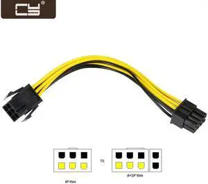 CY PCI-E PCI Express 6 Pin Male to 8 Pin Female Video Card Extension Power Cable SA-140