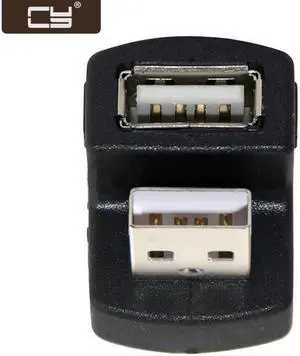 CY Down Angled USB 2.0 Adapter A Male to Female Extension 90 180 360 Degree Black U2-099-DN