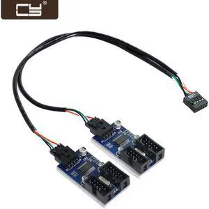CY 9pin USB 2.0 Header 1 to 2 / 4 Female Extension Cable HUB Connector Adapter Port Multilier U2-004