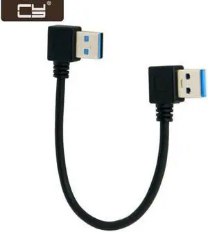 CY USB 3.0 Type A Male 90 Degree Left Angled to USB 3.0 A Type Right Angled Extension Cable U3-182