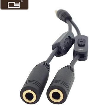 CY Black 3.5mm Stereo Male to Double 3.5mm Female Audio Headphone Y Splitter Cable with Volume Switch RC-079