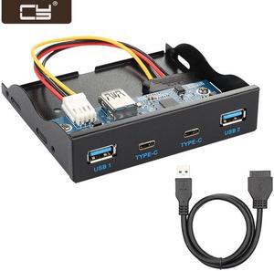 CY USB-C & USB 3.0 HUB 4 Ports Front Panel to Motherboard 20Pin Connector Cable for 3.5" Floppy Bay UC-119