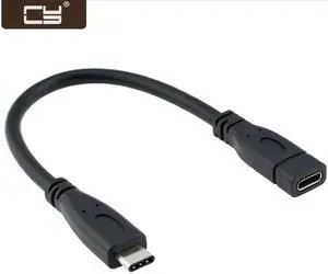 CY USB-C USB 3.1 Type C Male to Female Extension Data Cable for 12 inch Macbook Tablet & Cell Phone UC-218-BK-20CM
