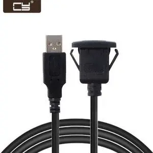 CY 1m Waterproof Single USB 2.0 Extension Latch Mount Car AUX Cable for Dashboard Panel U2-021-1P