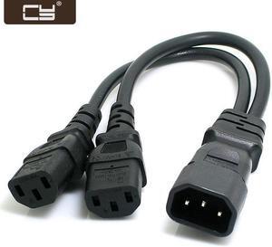 CY Single C14 to Dual C13 5-13R Short Power Y Type Splitter Adapter Cable Cord PW-037