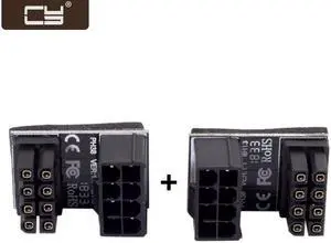 CY ATX 8Pin Female to 8pin Male 180 Degree AngledPower Adapter for Desktops Graphics Card PW-009