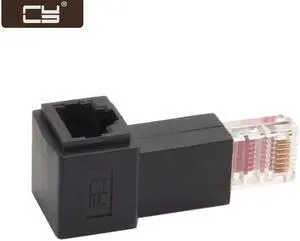 CY Left Angled 90 Degree 8P8C FTP STP UTP Cat 5e Male to Female Lan Ethernet Network Extension Adapter UT-010-LE
