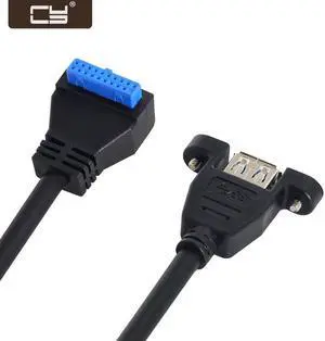 CY USB 3.0 Single Port A Female Screw Mount Type to Up Angled Motherboard 20pin Header Cable 90 Degree U3-384-UP