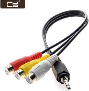 CY 3.5mm 1/8" Male Stereo Car AUX to 3 RCA AV Female Cord Audio Video Composite Cable 20cm RC-141
