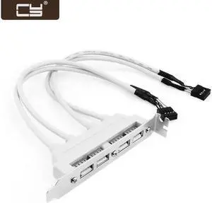 CY PCI 4 PORTS USB 2.0 Female Screw to Motherboard 9p header cable with bracket U2-144