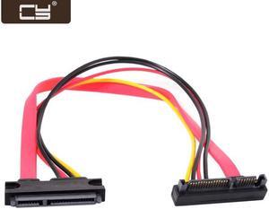 CY Up Angled SATA III 3.0 7+15 22 Pin SATA Male to Female Data Power Extension Cable 30cm SA-065-UP