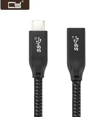 CY USB-C USB 3.1 Type-C Male to Female Extension Data Cable with Sleeve for Laptop Phone UC-238-BK