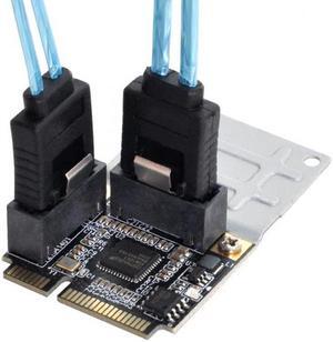 KAIBOXIXI Mini PCI-E PCI Express to SATA 3.0 Dual Ports Adapter Converter Hard Drive Extension Card