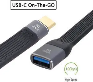 CYSM USB 3.1 Type C Male Host to USB3.0 Type A Female OTG Flat Slim FPC Data Cable for Laptop & Phone