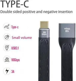 KAIBOXIXI USB 3.1 Type C Male Host to USB3.0 Type A Female OTG Flat Slim FPC Data Cable for Laptop & Phone
