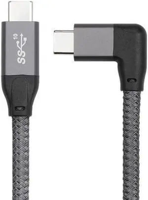 CYSM 90 Degree Right Angled Type-C USB-C Male to Male USB3.1 10Gbps Data Cable 50cm for Laptop & Phone