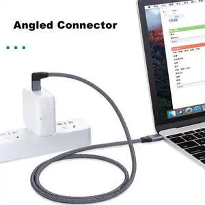 KAIBOXIXI 90 Degree Right Angled Type-C USB-C Male to Male USB3.1 10Gbps Data Cable 50cm for Laptop & Phone