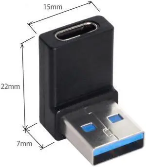 CYSM USB-C Type C Female 90 Degree Down Angled to USB 3.0 A Male Data Adapter for Laptop Desktop