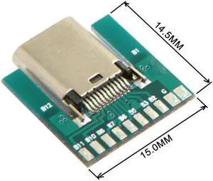KAIBOXIXI DIY 24pin USB 3.1 Type C Male & Female Plug & Socket Connector SMT type with PC Board 1 set