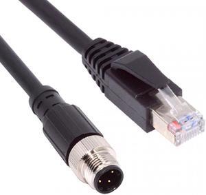 CY M12 Type-D D-coded 4Pin Male to RJ45 Cat5e Male Cable Lan Ethernet Network Industrial Applications IP67 Patch Cord