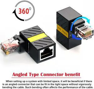 Chenyang CAT6 UTP Male to Female 360 Degree Angled Rotating Adapter RJ45 8P8C 1000Mbps for Lan Ethernet Network