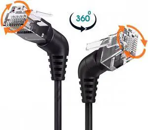 Chenyang 1.0M CAT6 UTP Male to Male 360 Degree Angled Rotating Cable RJ45 8P8C 1000Mbps for Lan Ethernet Network