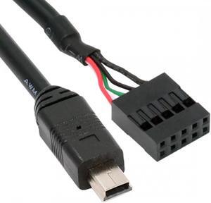 Cablecc USB 2.0 Motherboard 9pin 10pin Header to Mini USB 5Pin Cable 50cm for Mini Monitor Sensor Panel Camera