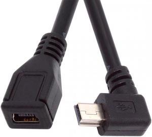 CY 90 Degree Left Angled Mini USB 5Pin Male to Female Extension Cable 30cm for GPS Camera