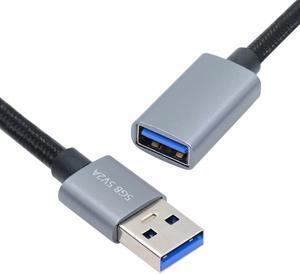 Cablecc USB 3.0 Type-A Male to USB3.0 A Female Cable Extension Silver 5Gbps for Disk SSD Camera Data 30cm