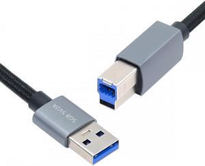 Xiwai USB 3.0 Type-A Male to Standard 3.0 B Male Cable Silver 5Gbps for Disk SSD Camera Data 30cm