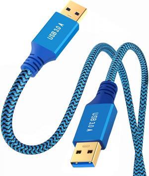 Jimier 0.3M USB 3.0 Type-A Male to USB3.0 A Male Cable Extension Blue Sleeve 5Gbps for Disk SSD Camera Data