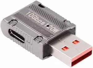 Chenyang USB-C USB 3.1 Type C Female to USB 3.0 Type-A Male 90 Degree Left Angled Slim Type 10Gbps Data 120W Power Adapter Mecha Cyberpunk Style