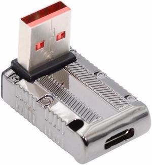 CY USB-C USB 3.1 Type C Female to USB 3.0 Type-A Male 90 Degree Down Angled Low Profile Type 10Gbps Data 120W Power Adapter Mecha Cyberpunk Style